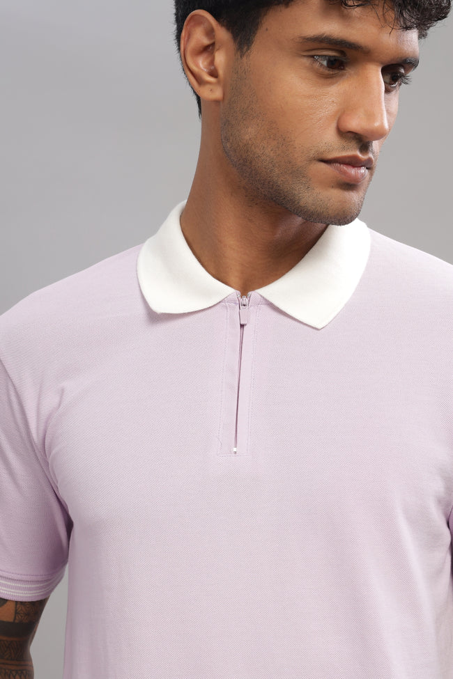 Men Lavender Regular Fit Polo T-Shirt