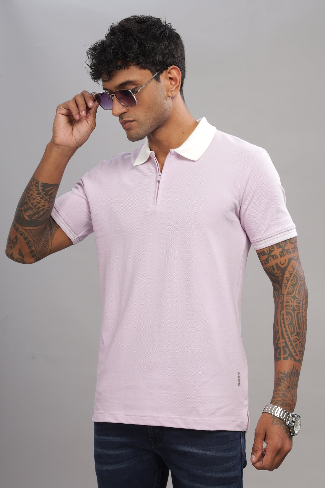 Men Lavender Regular Fit Polo T-Shirt