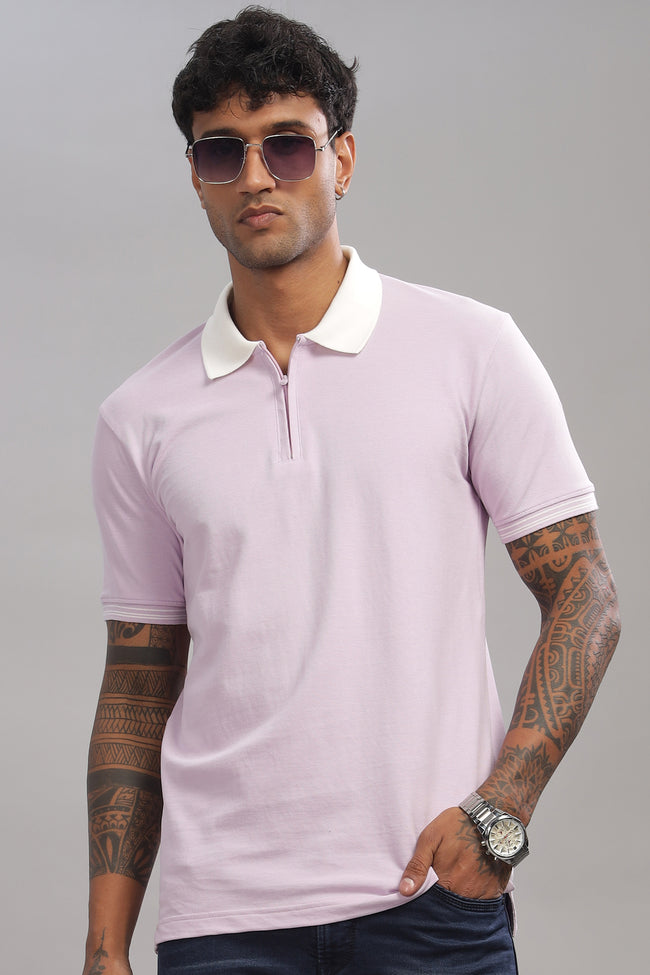 Men Lavender Regular Fit Polo T-Shirt