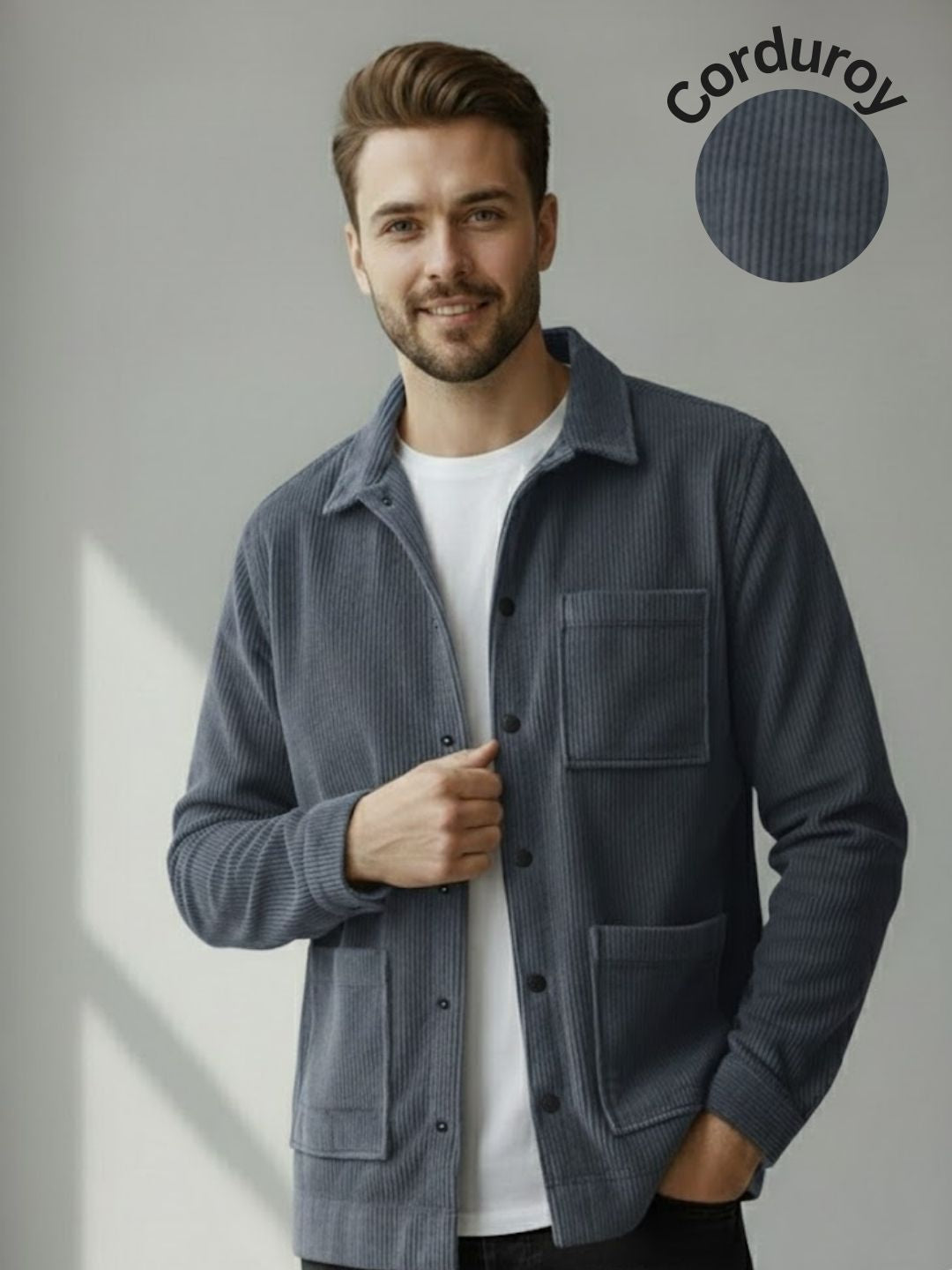 Men Blue Textured Casual Jacket