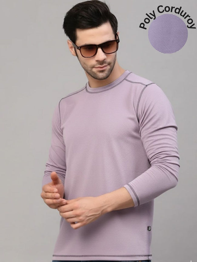 Men Purple Round Neck Polyester T-Shirt