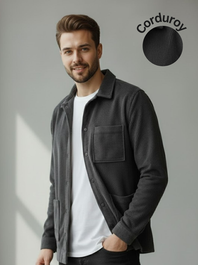 Men Grey Textured Casual Jacket