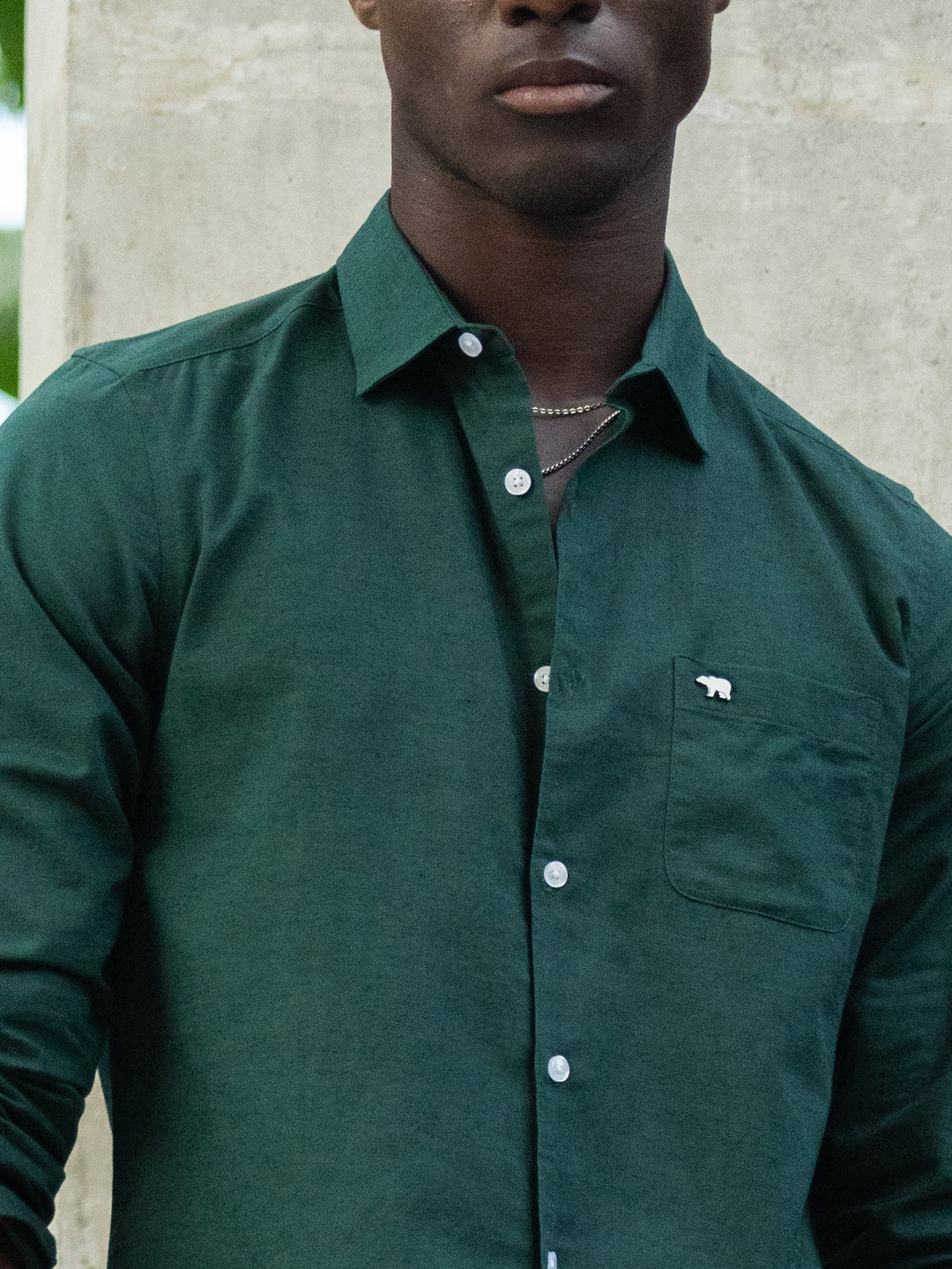Men Green Cotton Linen Solid Shirt