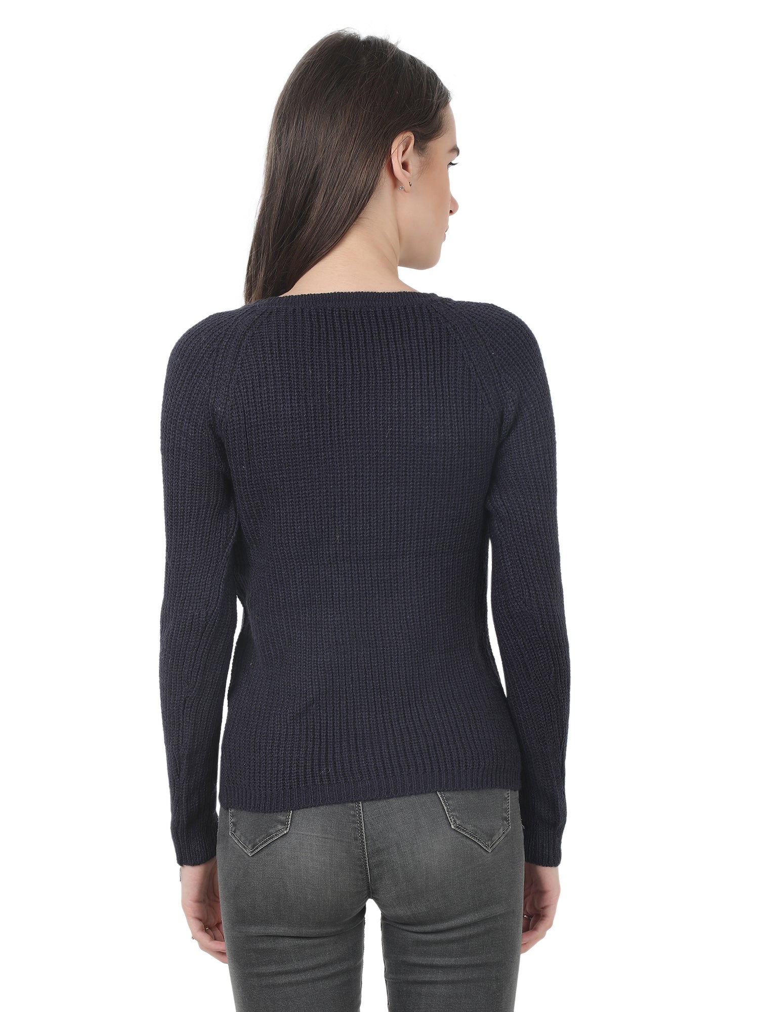 Women Blue Zip Sweater