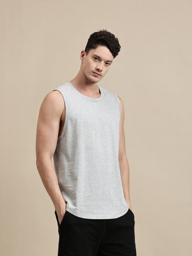 Men Grey Sleeveless T-Shirt