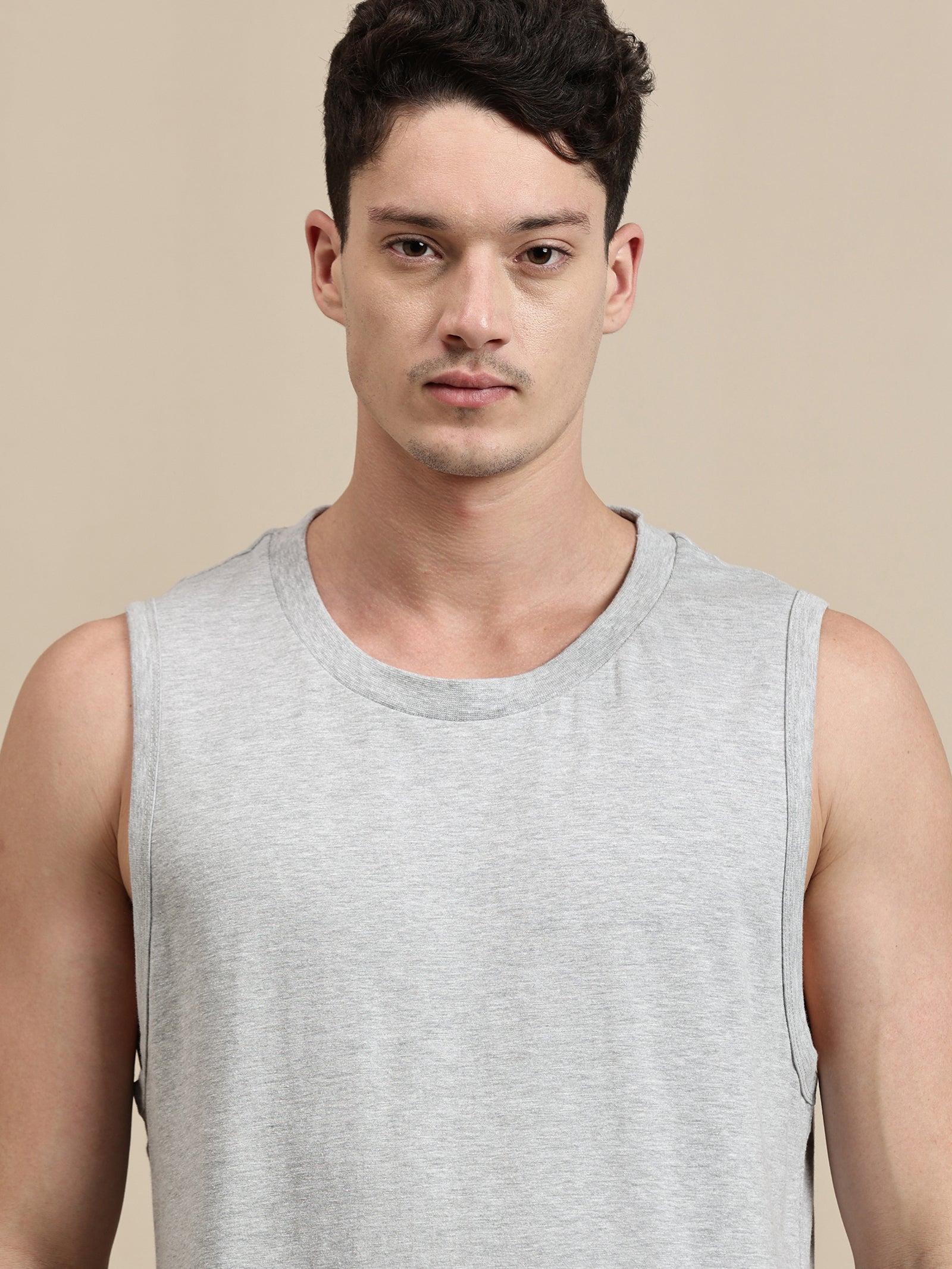 Men Grey Sleeveless T-Shirt