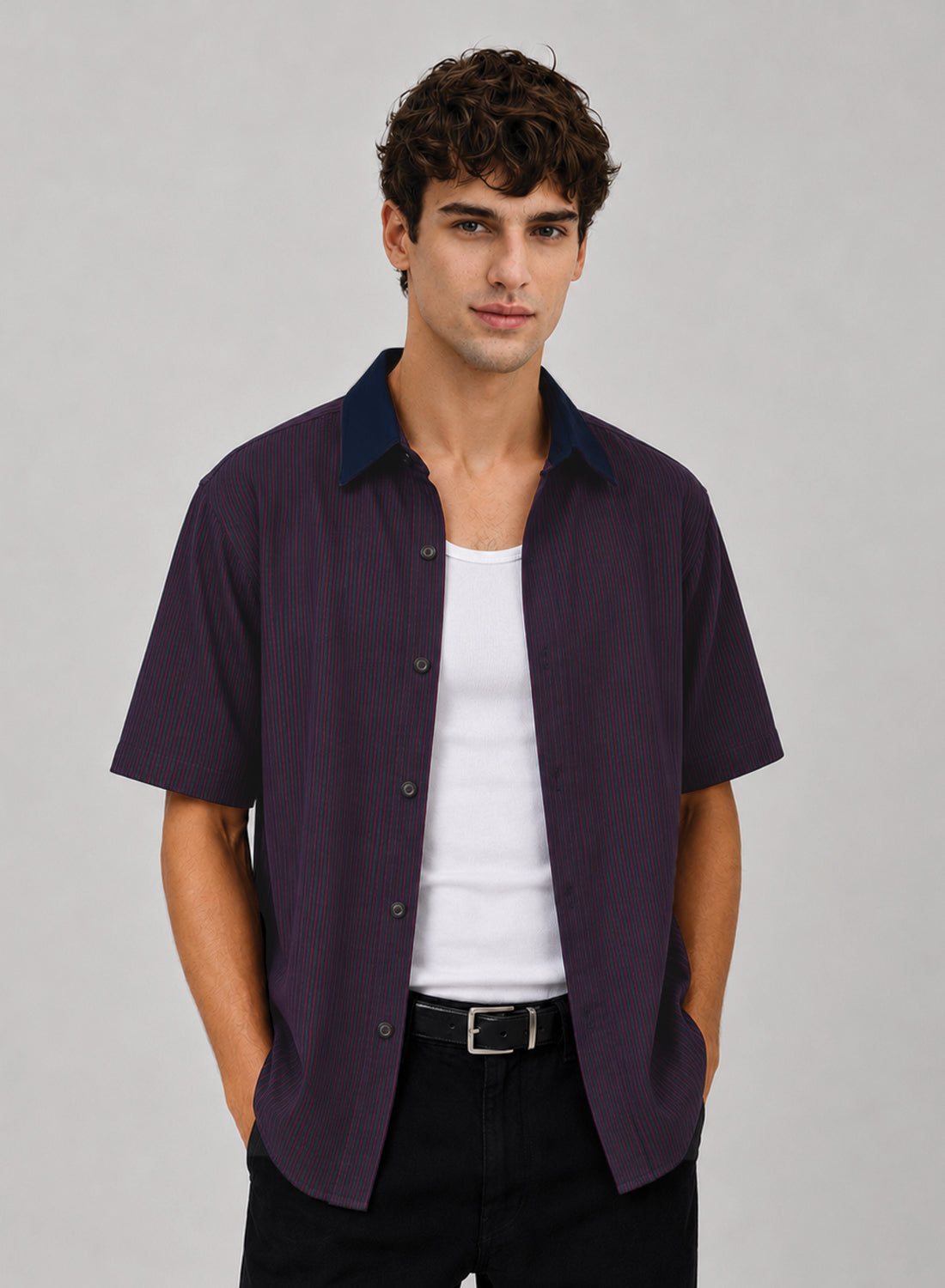 Men Maroon Striped Casual Shirt