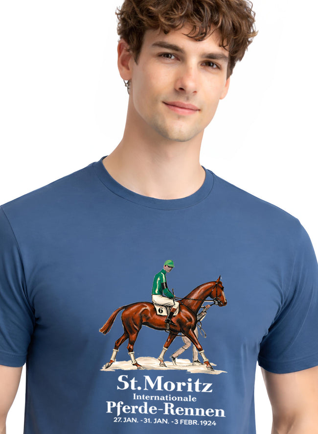 Men Blue Vintage Printed T-Shirt
