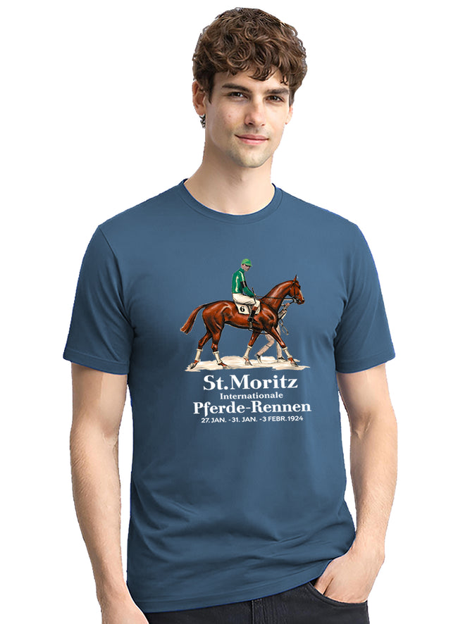 Men Blue Vintage Printed T-Shirt