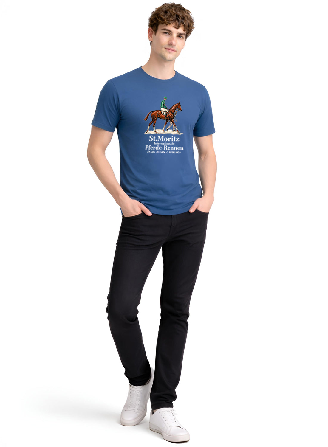 Men Blue Vintage Printed T-Shirt
