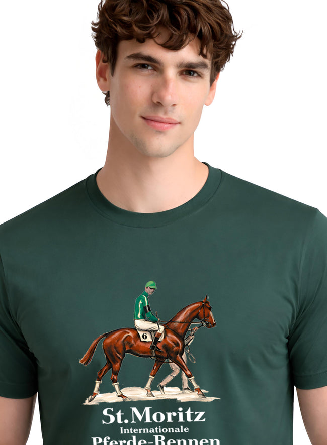Men Green Vintage Printed T-Shirt