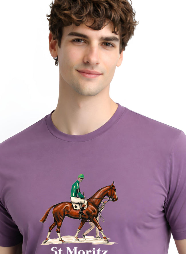 Men Lilac Vintage Printed T-Shirt