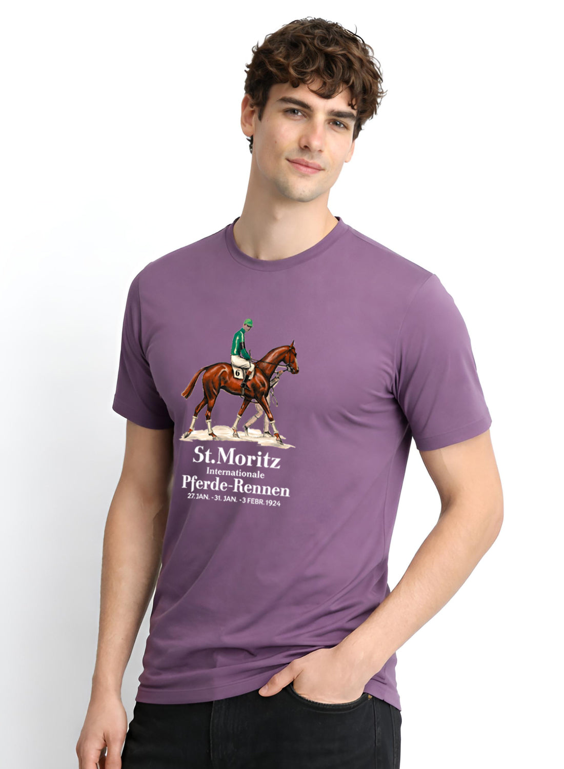 Men Lilac Vintage Printed T-Shirt