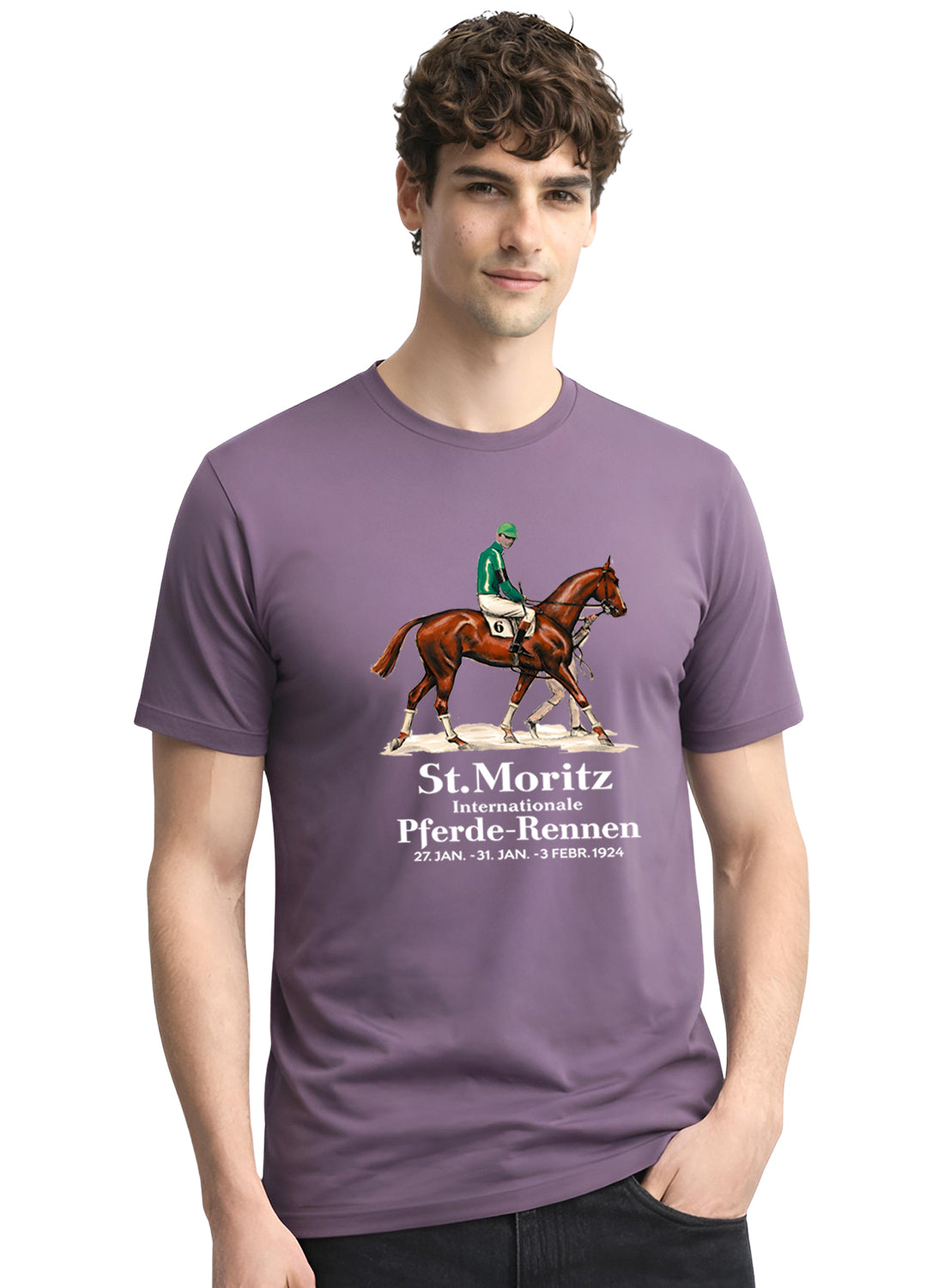 Men Lilac Vintage Printed T-Shirt
