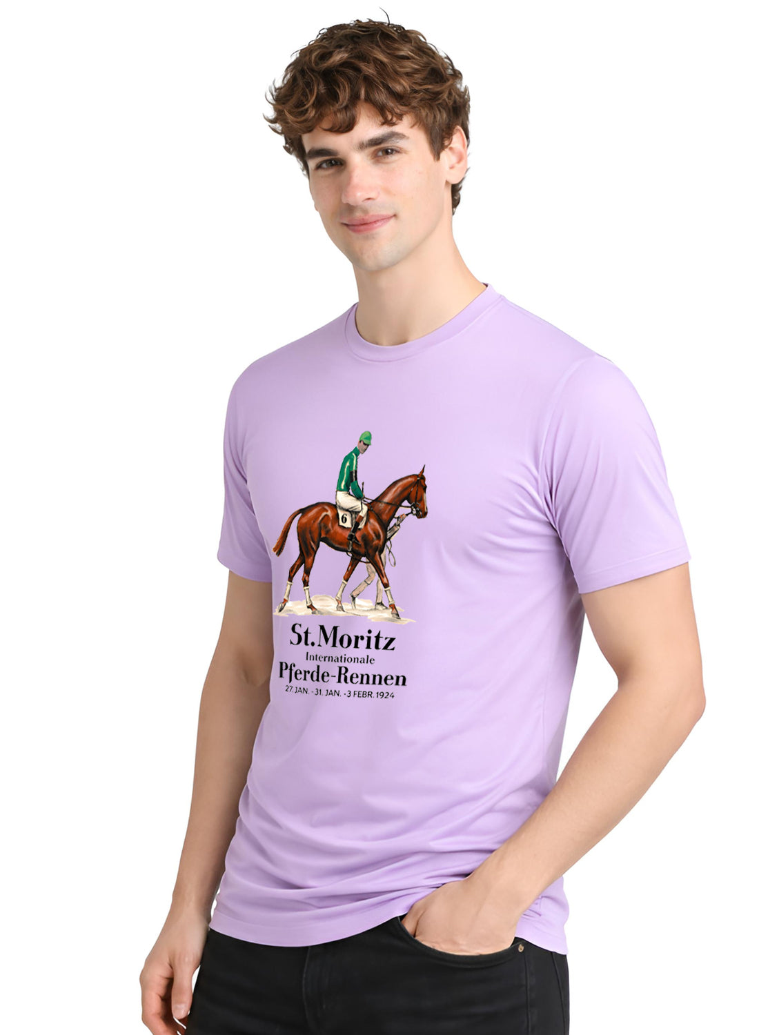 Men Lavender Vintage Printed T-Shirt