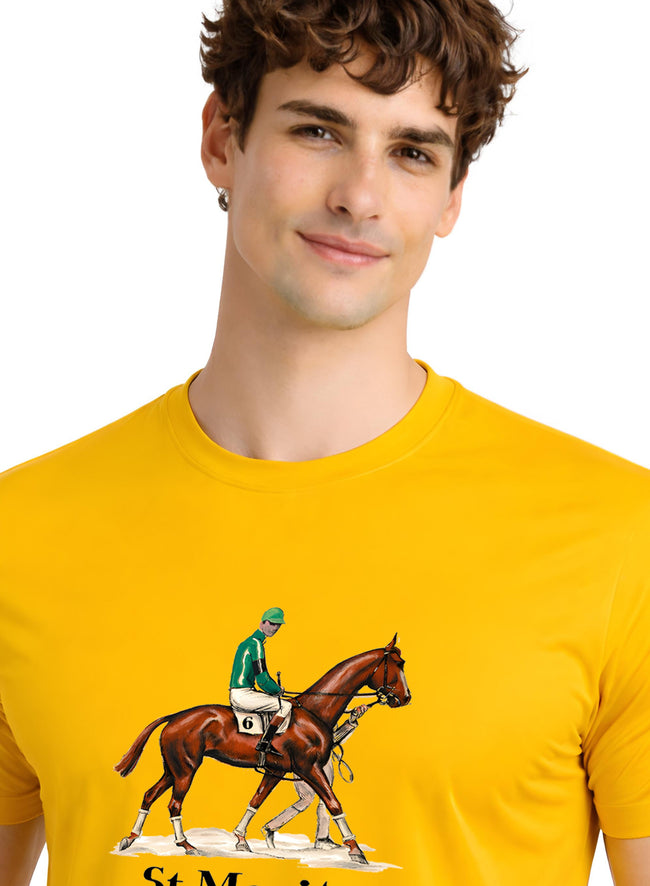 Men Mustard Vintage Printed T-Shirt