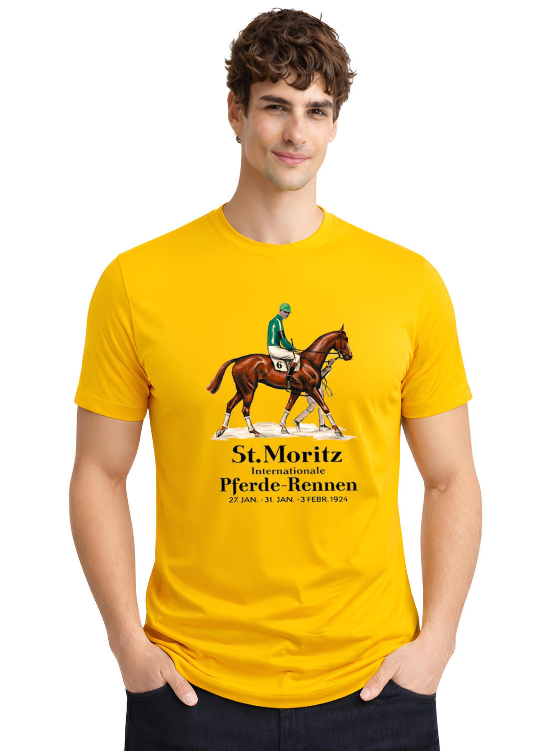 Men Mustard Vintage Printed T-Shirt