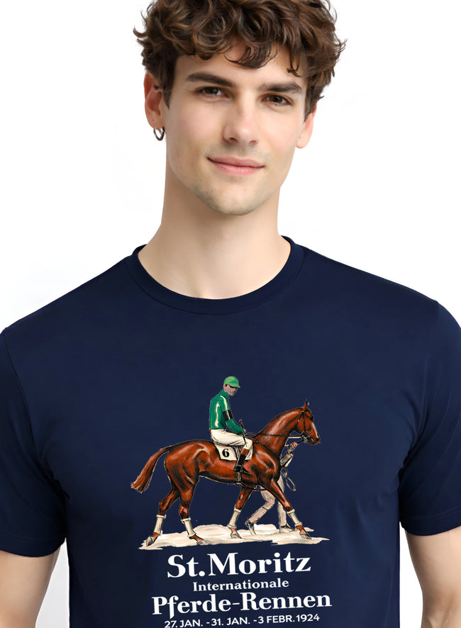 Men Navy Vintage Printed T-Shirt