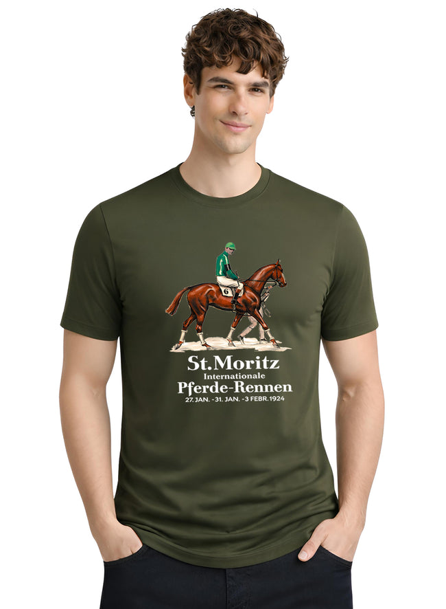 Men Olive Vintage Printed T-Shirt
