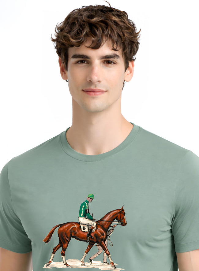 Men Green Vintage Printed T-Shirt