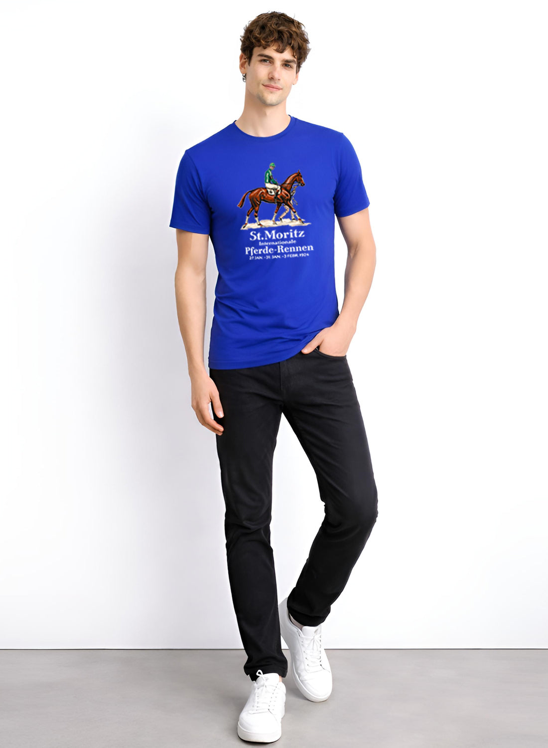 Men Blue Vintage Printed T-Shirt