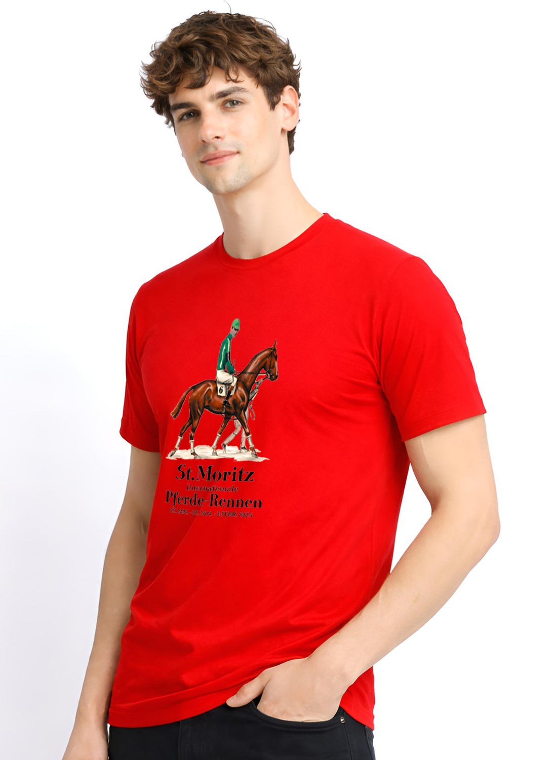 Men Red Vintage Printed T-Shirt