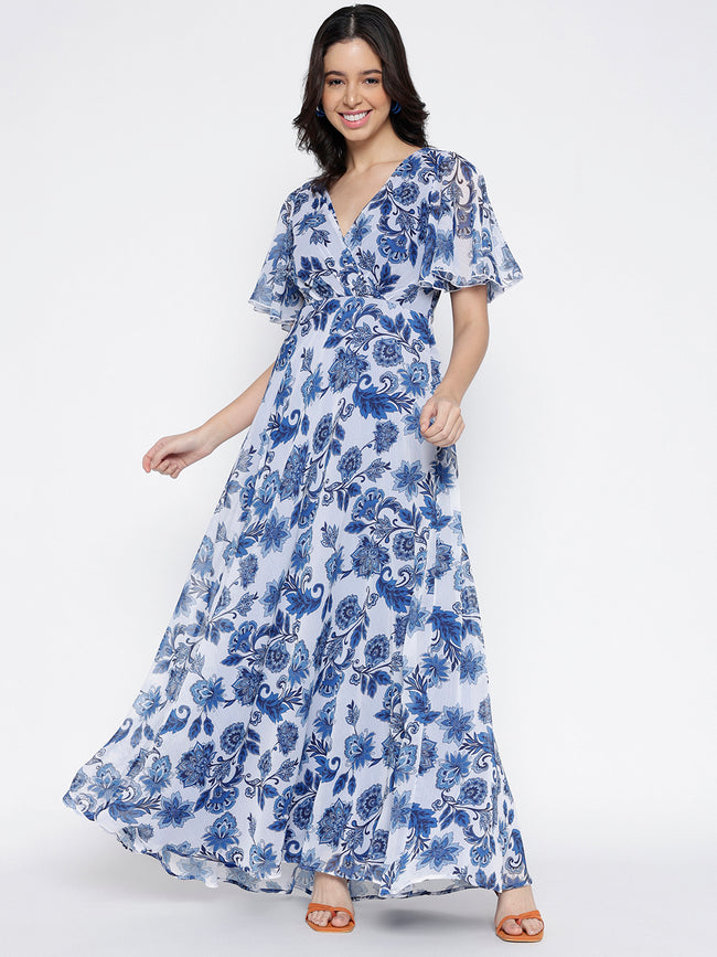 Women Blue Empire Maxi Dress
