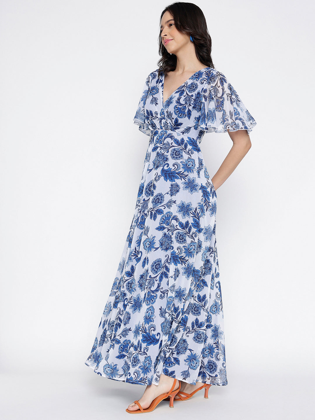 Women Blue Empire Maxi Dress