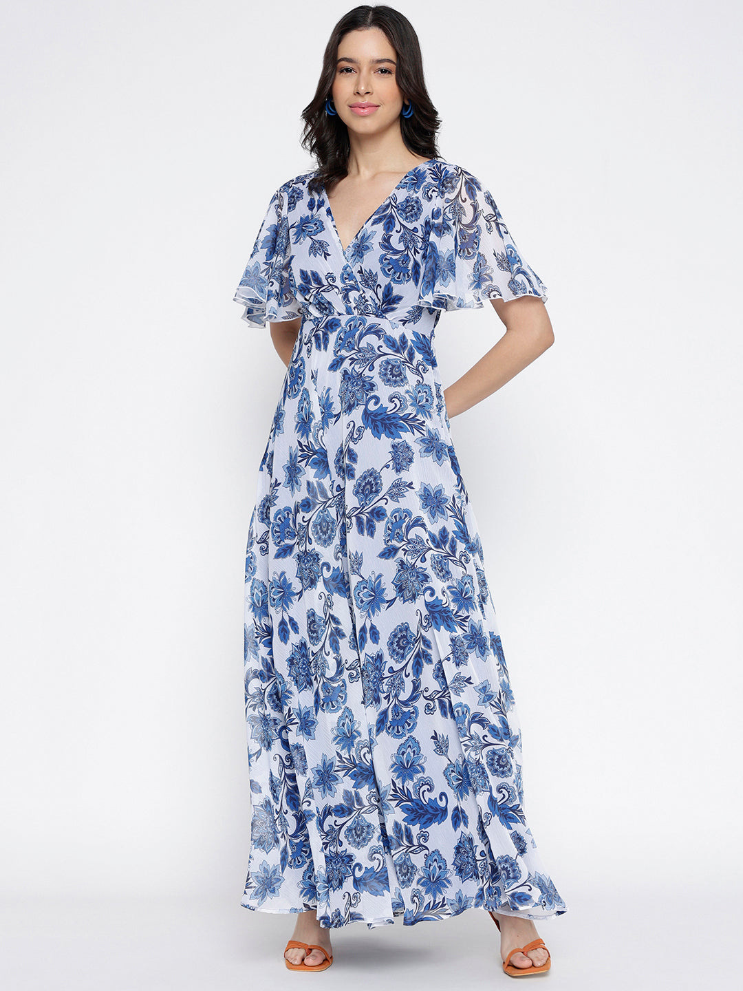 Women Blue Empire Maxi Dress