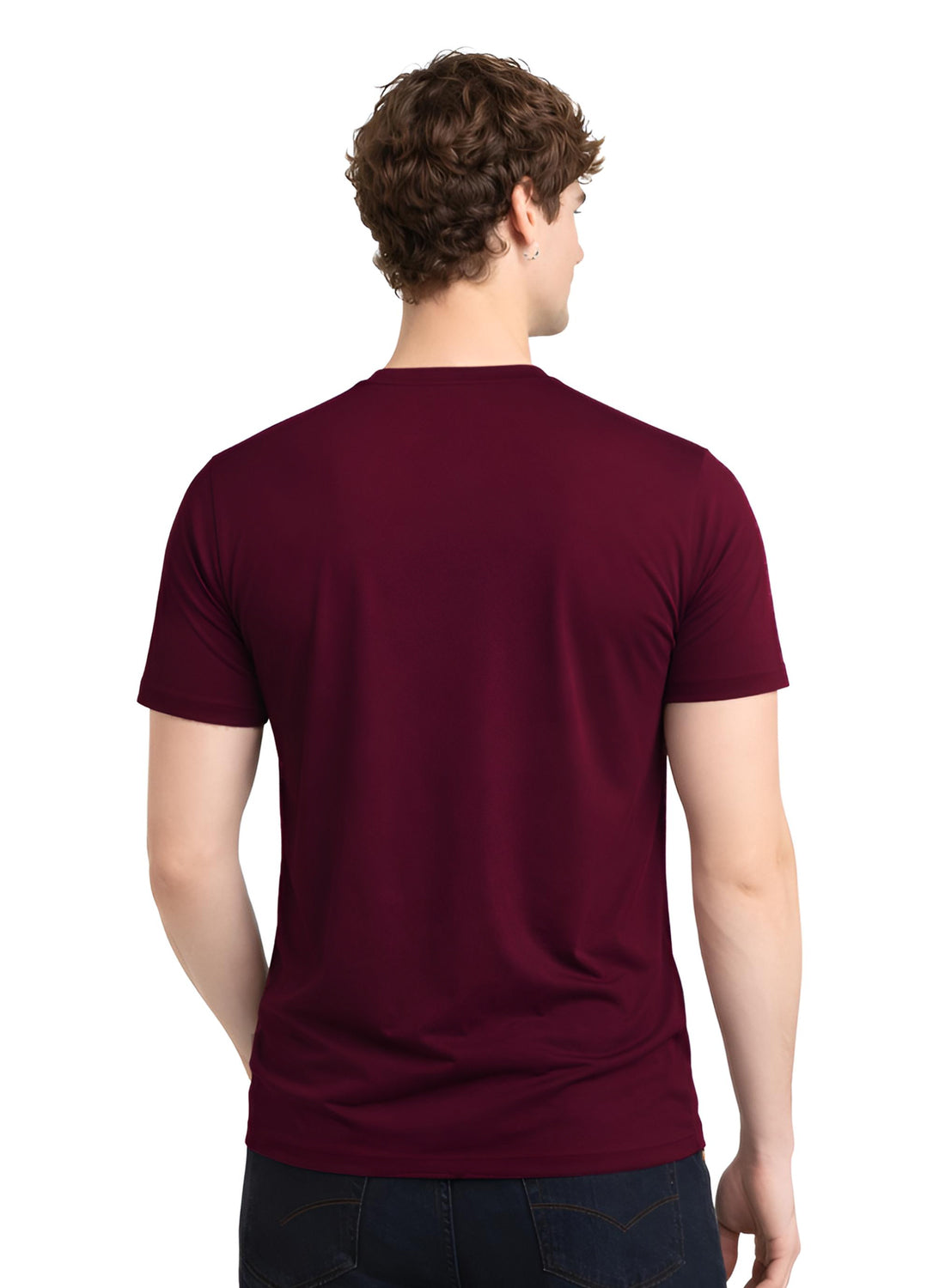 Men Maroon Cotton Printed  T-Shirt