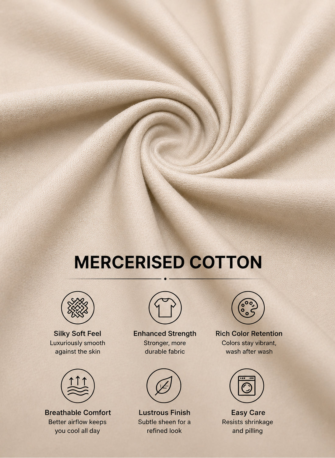 Men Beige Mercerized Cotton T-Shirt