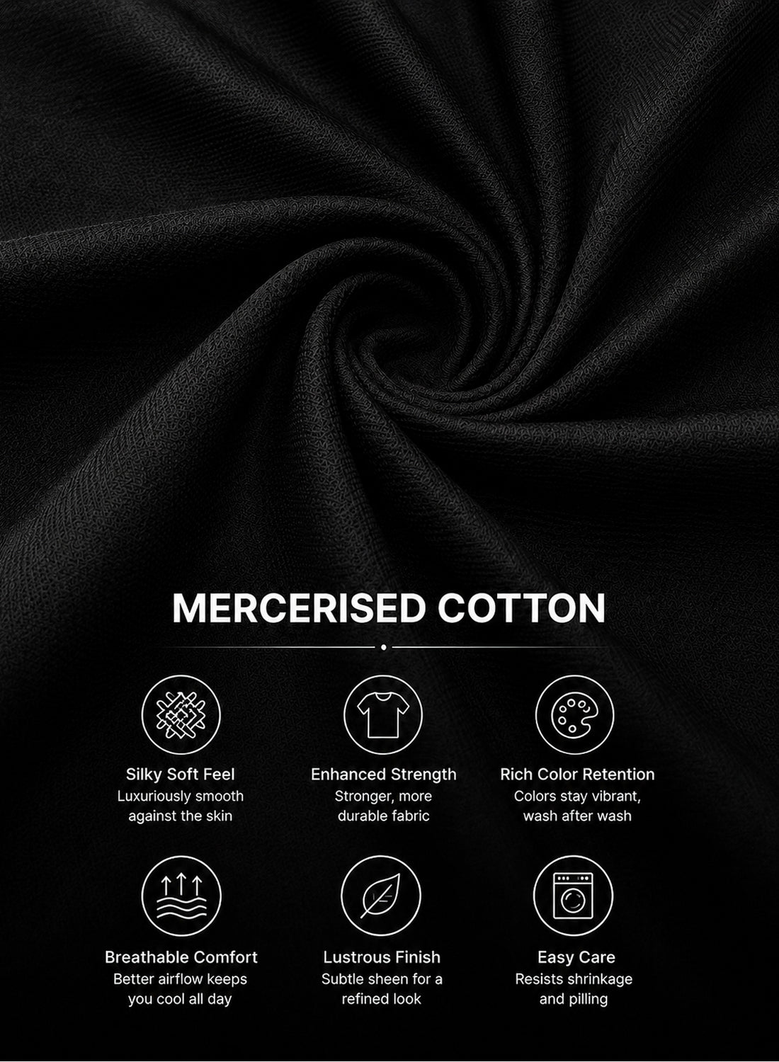 Men Black Mercerized Cotton T-Shirt