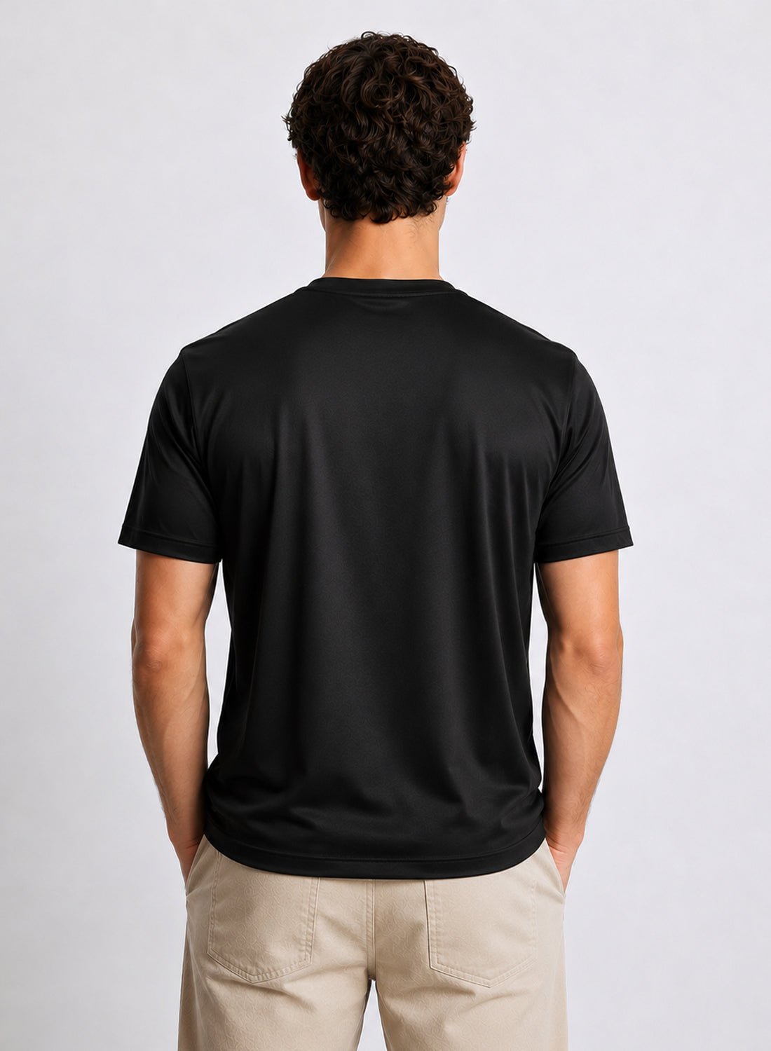 Men Black Mercerized Cotton T-Shirt