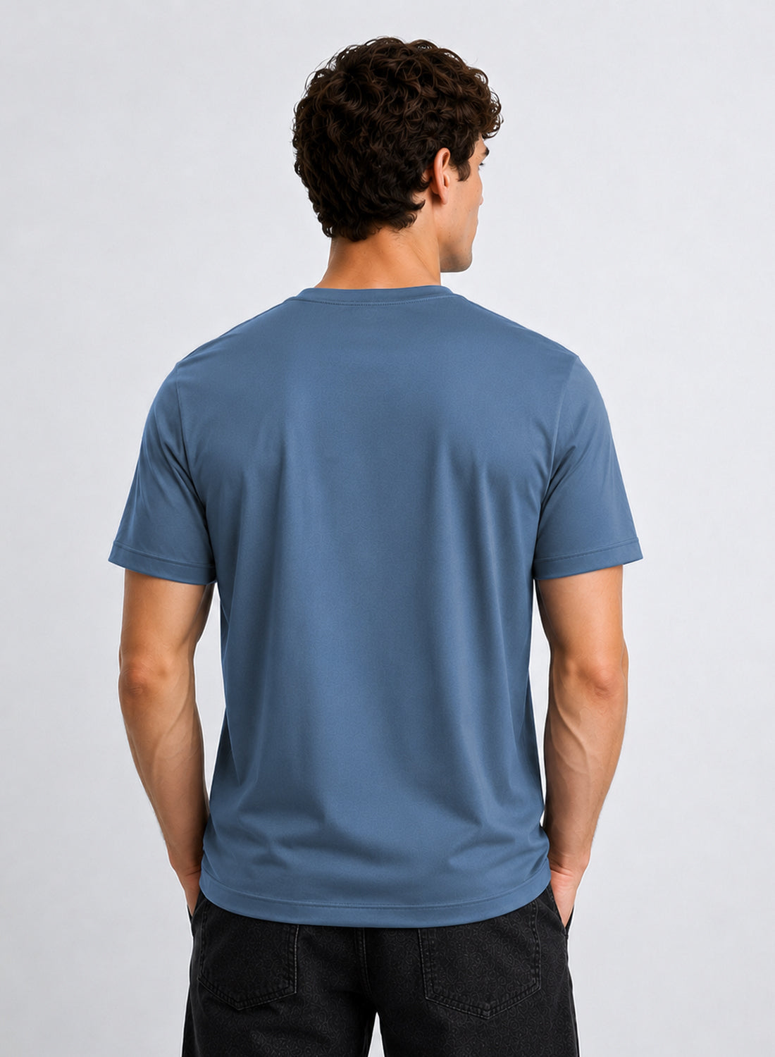 Men Blue Mercerized Cotton T-Shirt