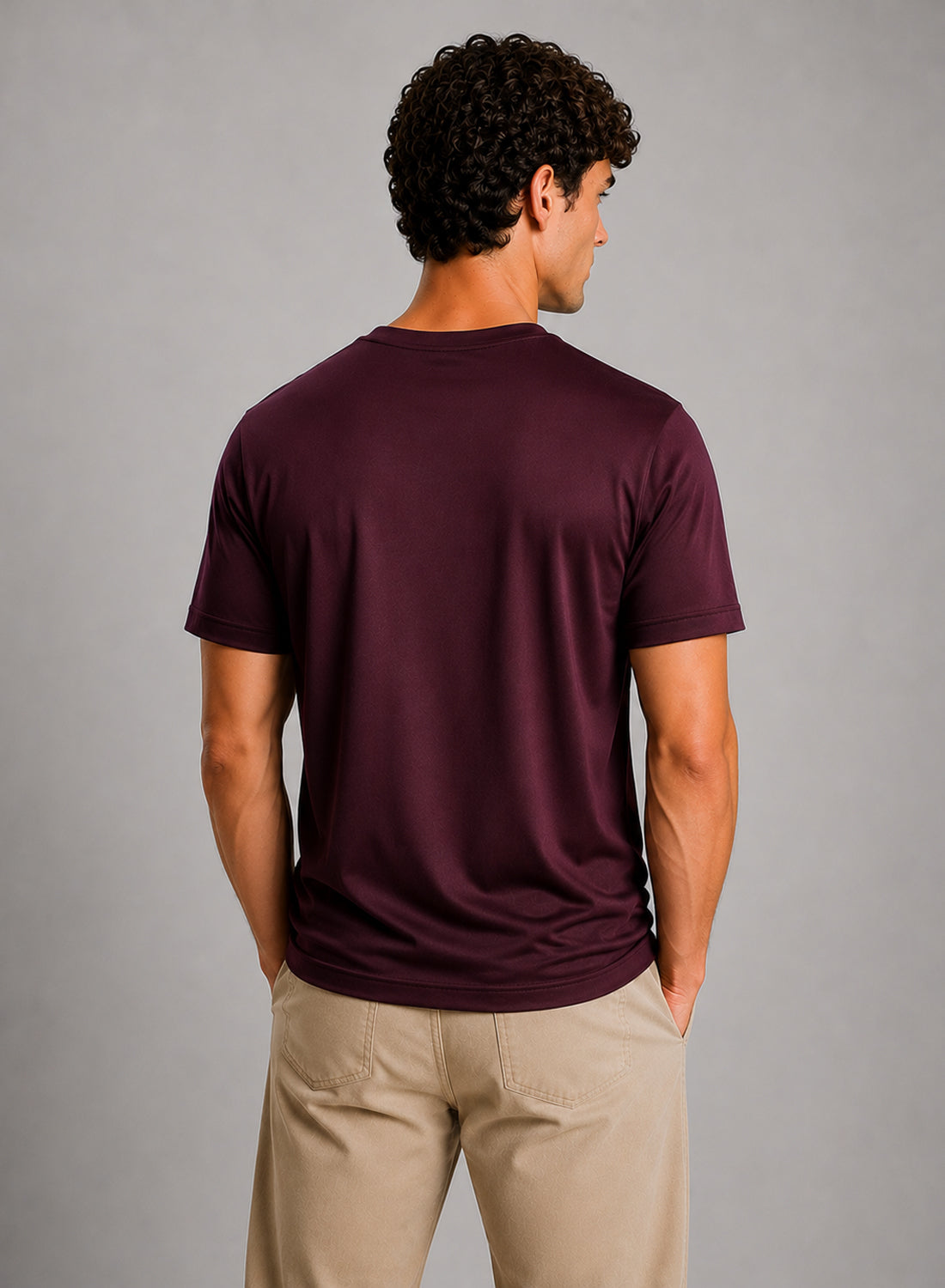 Men Wine Mercerized Cotton T-Shirt