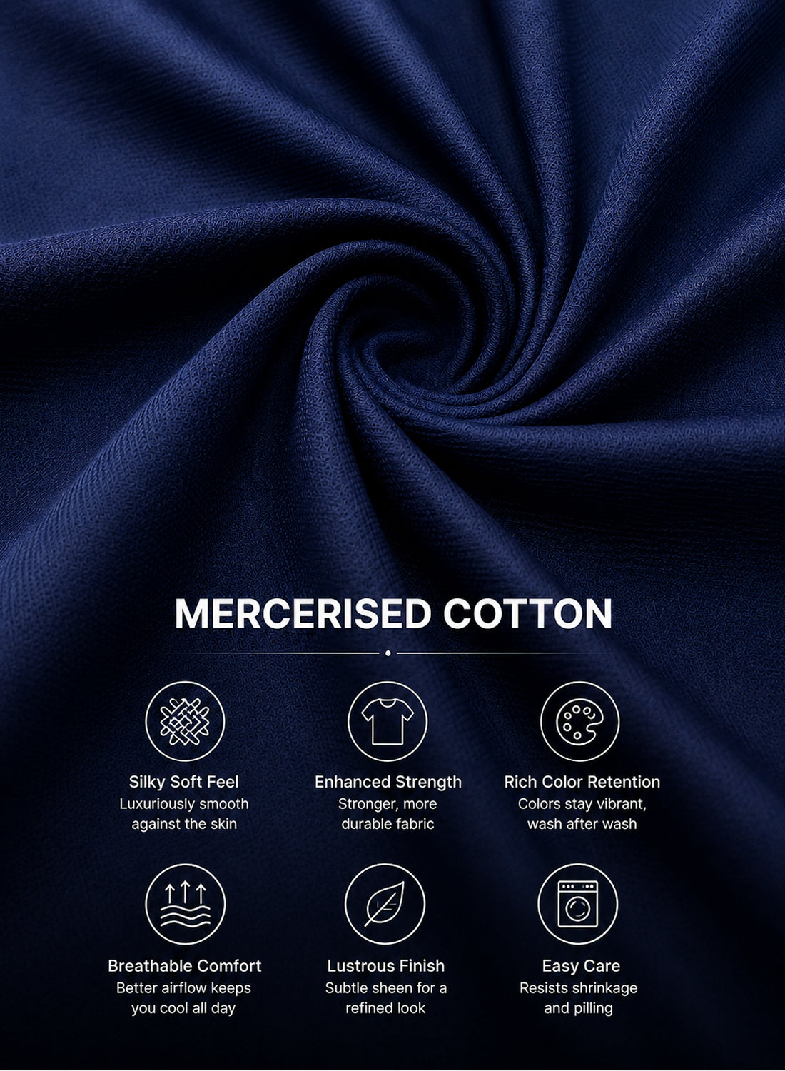 Men Navy Mercerized Cotton T-Shirt