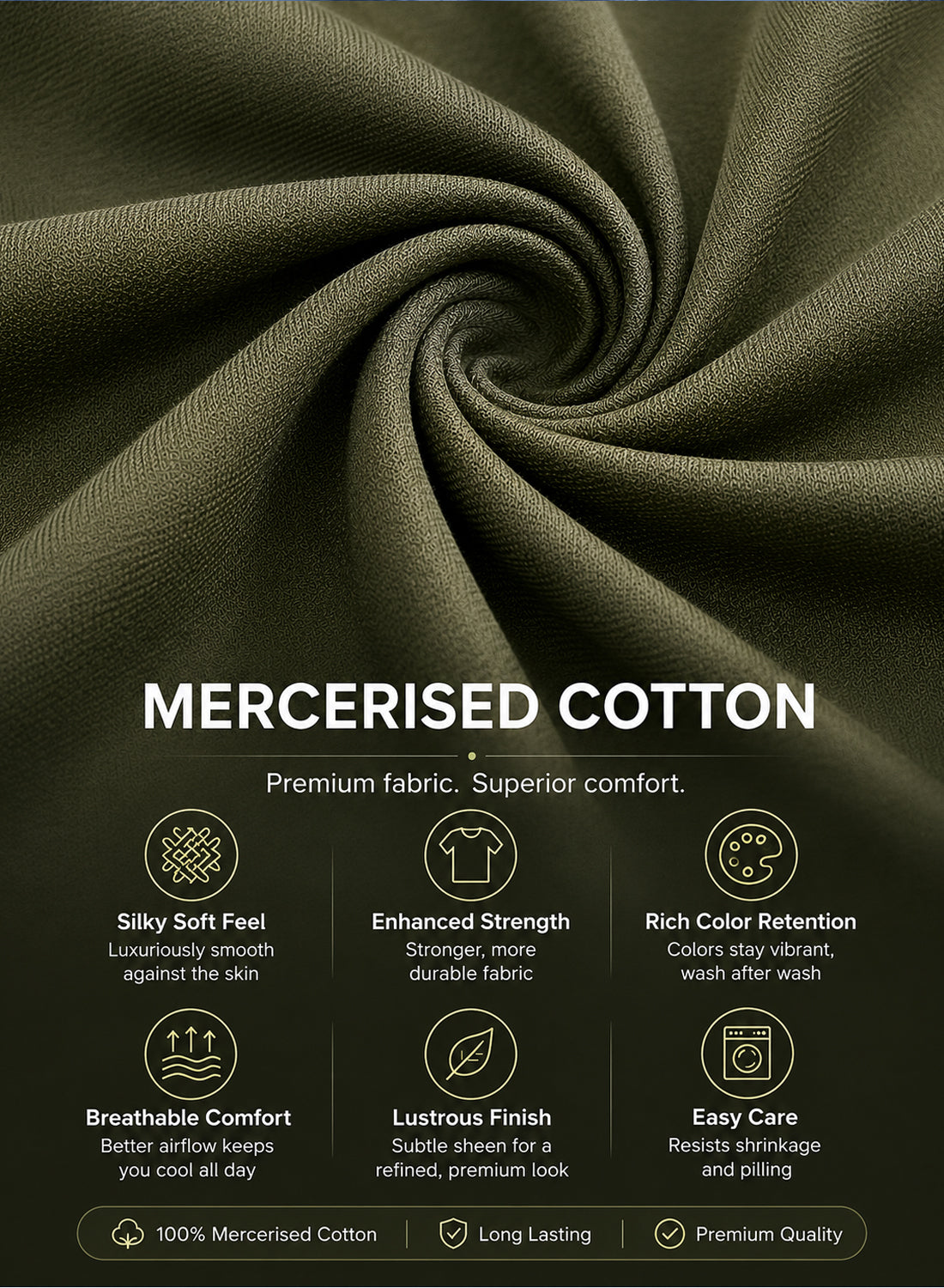 Men Olive Mercerized Cotton T-Shirt