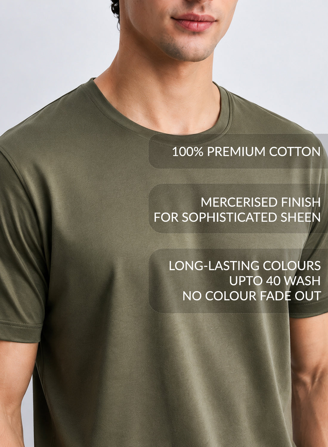 Men Olive Mercerized Cotton T-Shirt