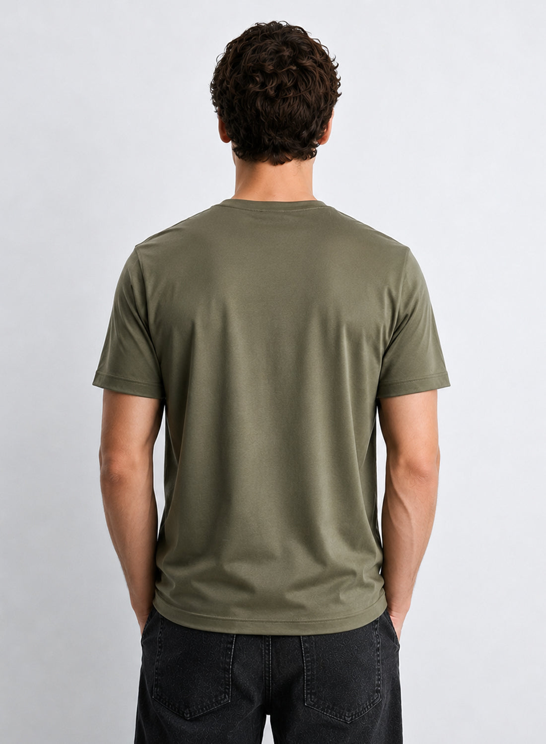 Men Olive Mercerized Cotton T-Shirt