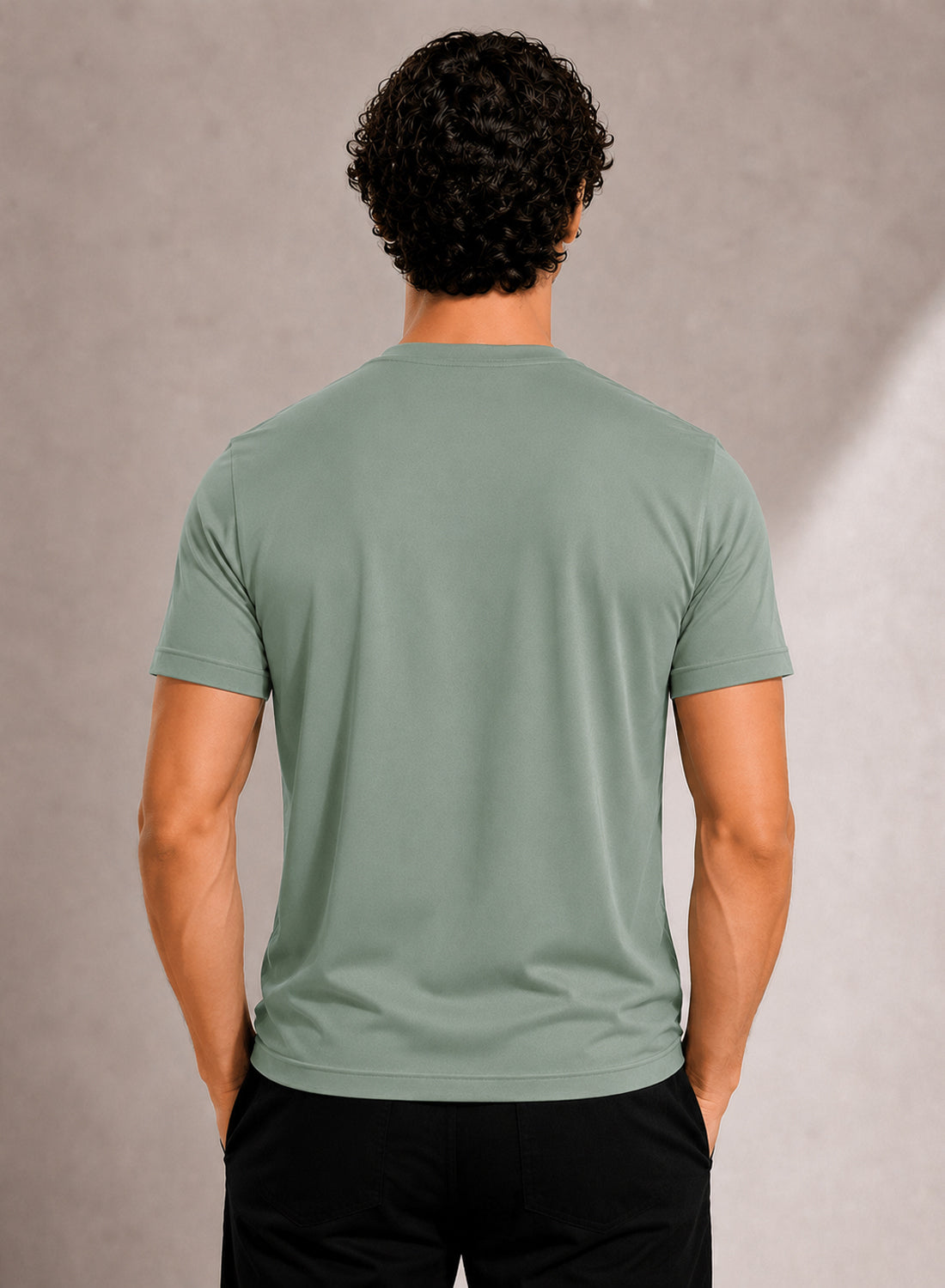 Men Green Mercerized Cotton T-Shirt