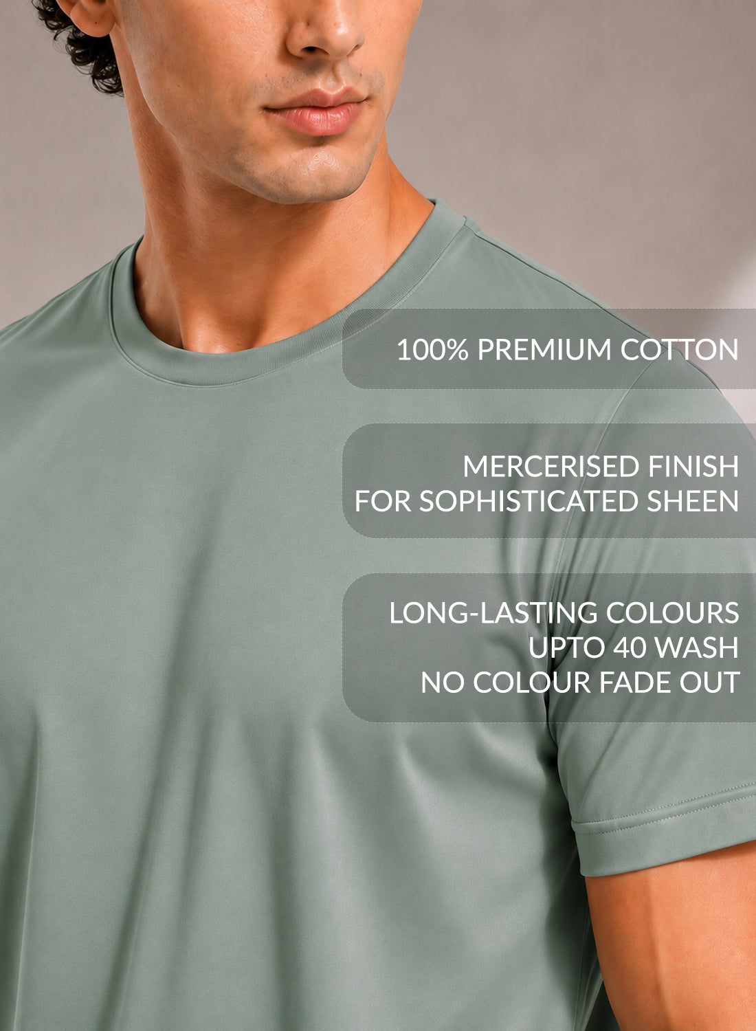 Men Green Mercerized Cotton T-Shirt