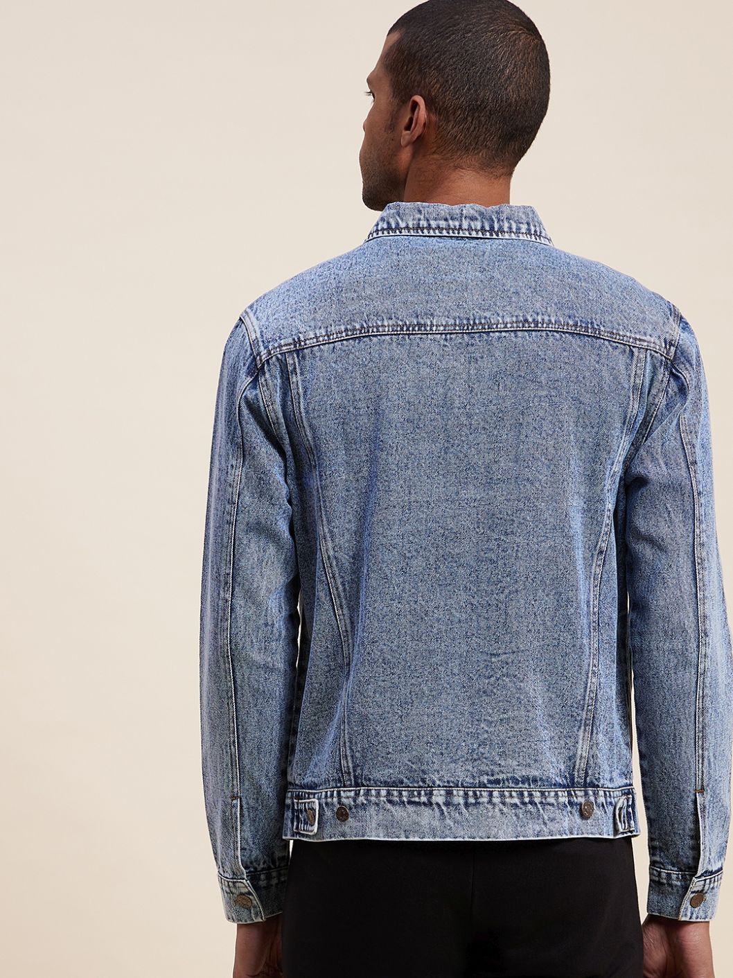 Men Blue Washed Denim Jacket