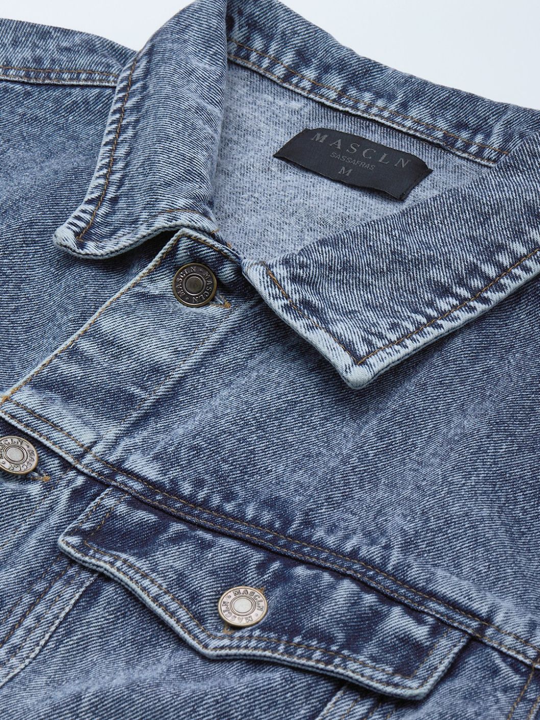 Men Blue Washed Denim Jacket