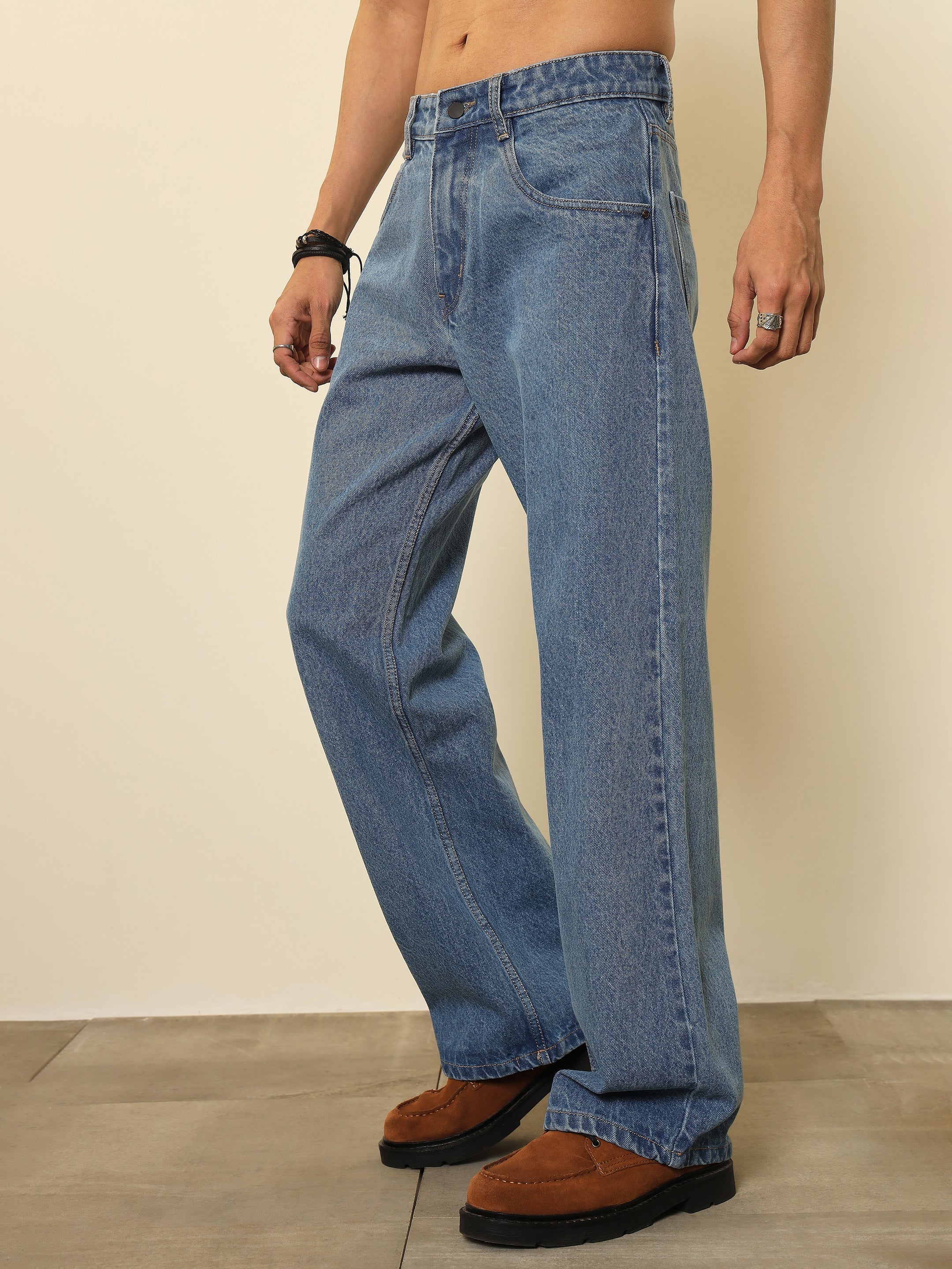 Men Ice Blue Relax Fit Jeans