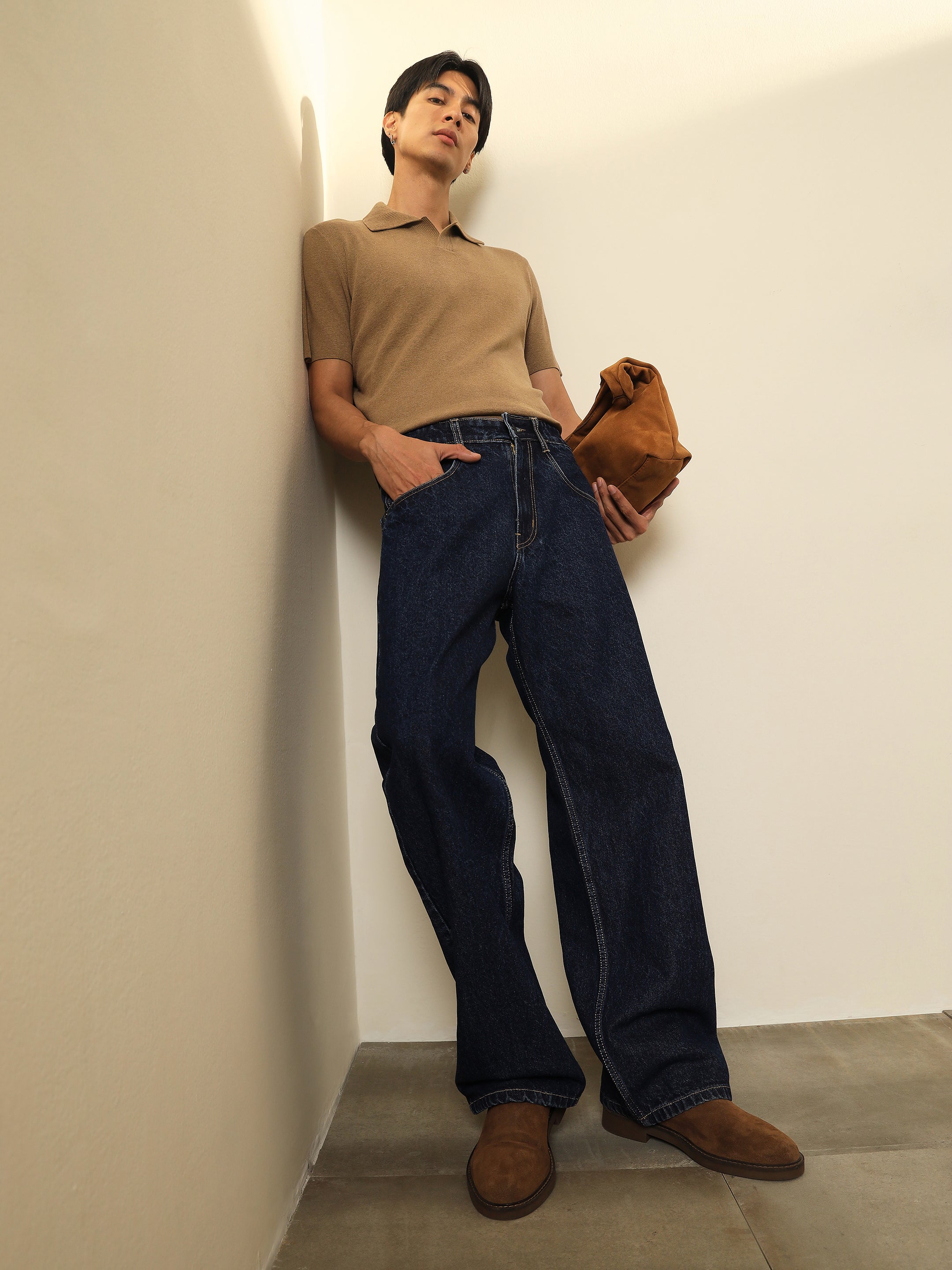Men Navy Blue Relax Fit Jeans