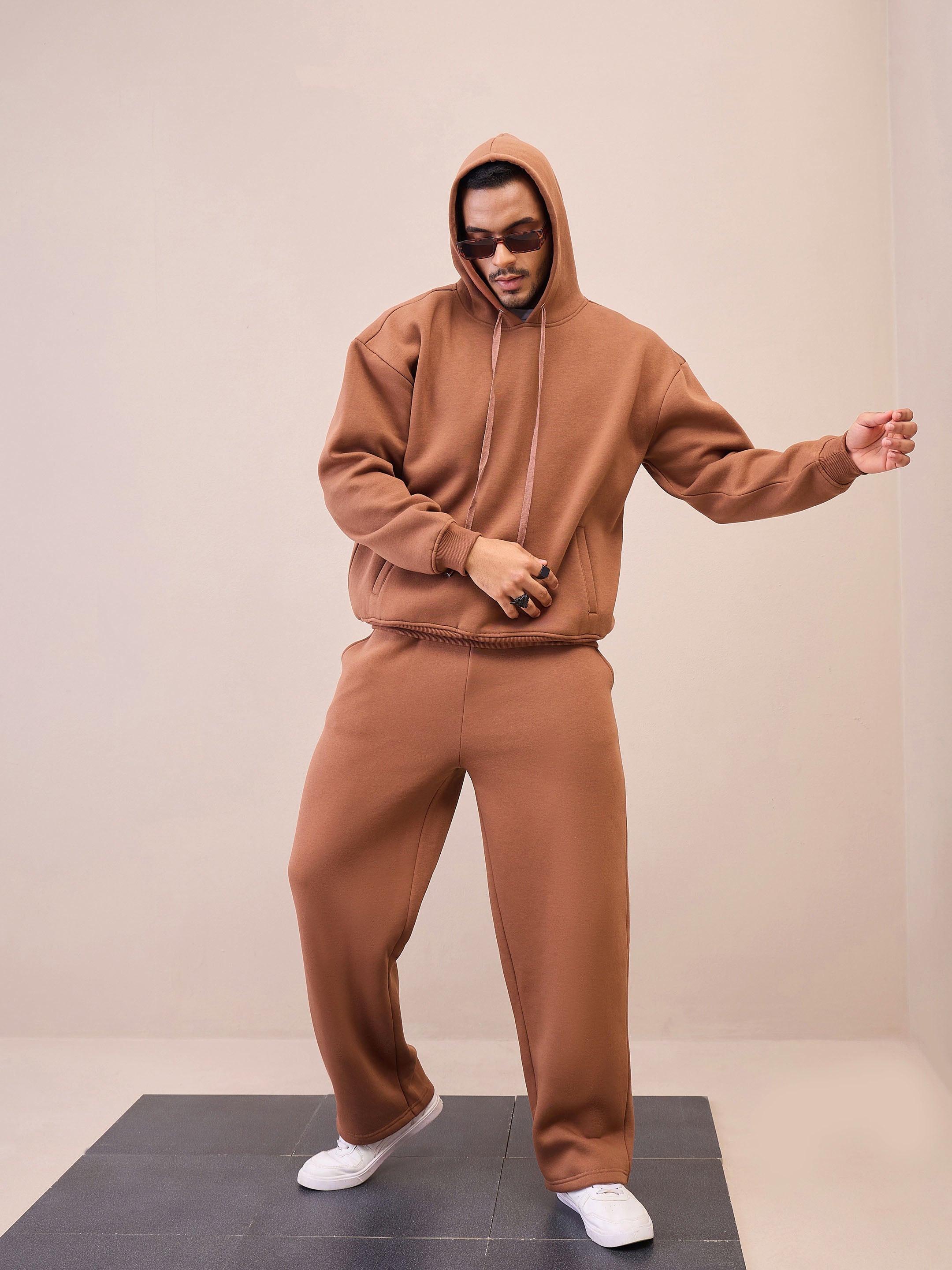 Men Brown Oversized Sweatpants
