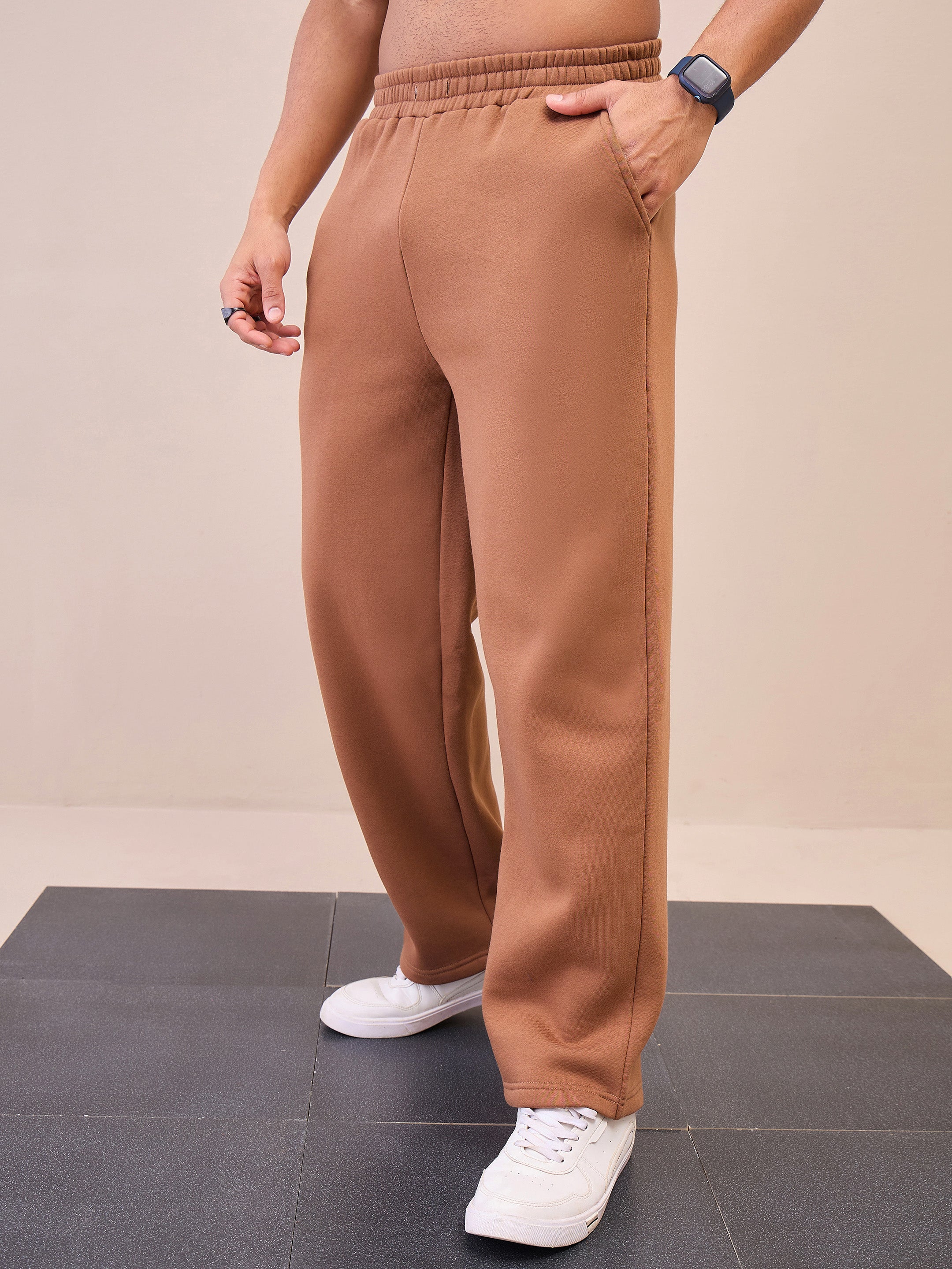 Men Brown Oversized Sweatpants