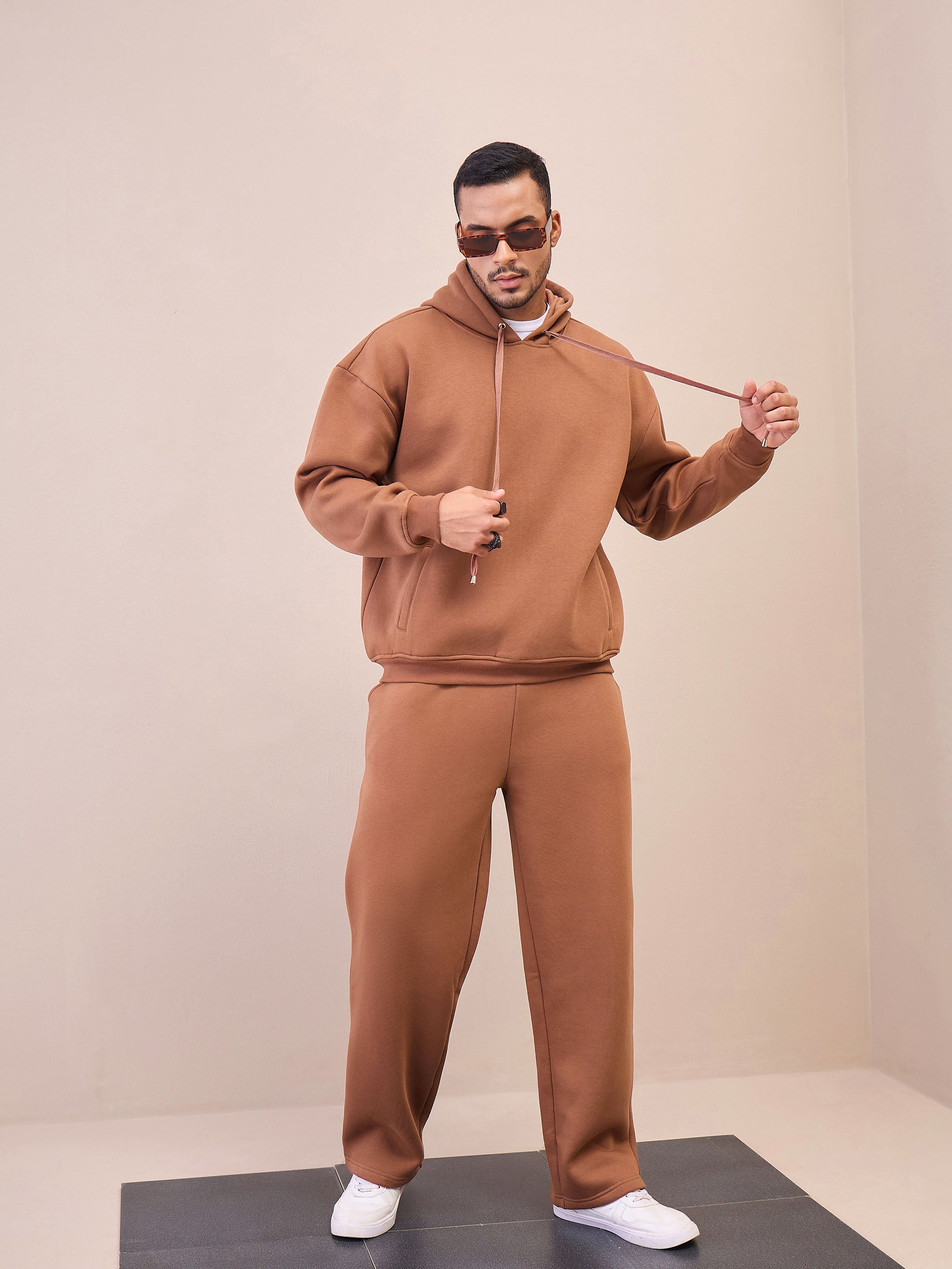 Men Brown Oversized Sweatpants
