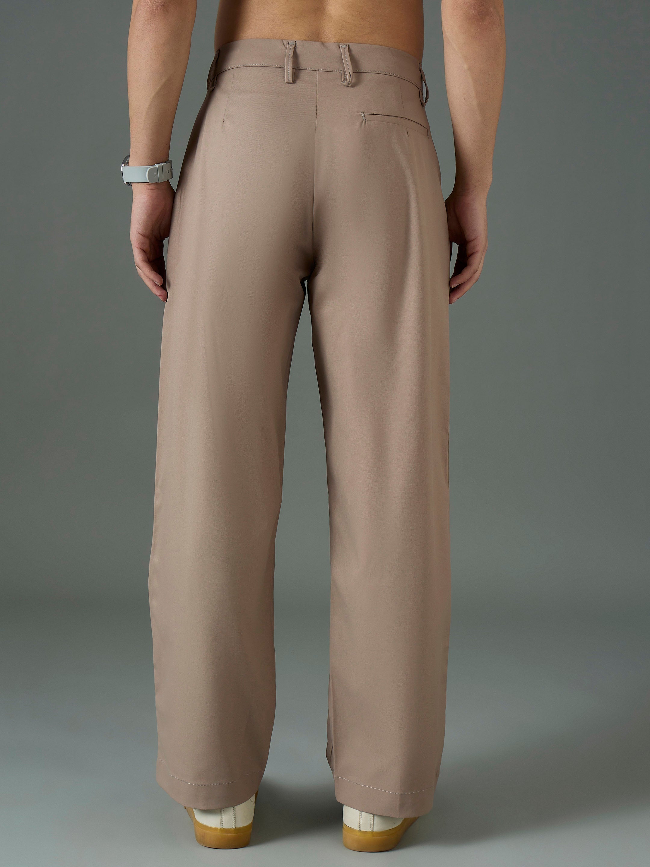 Men Taupe Front Dori Relax Fit Korean Trouser