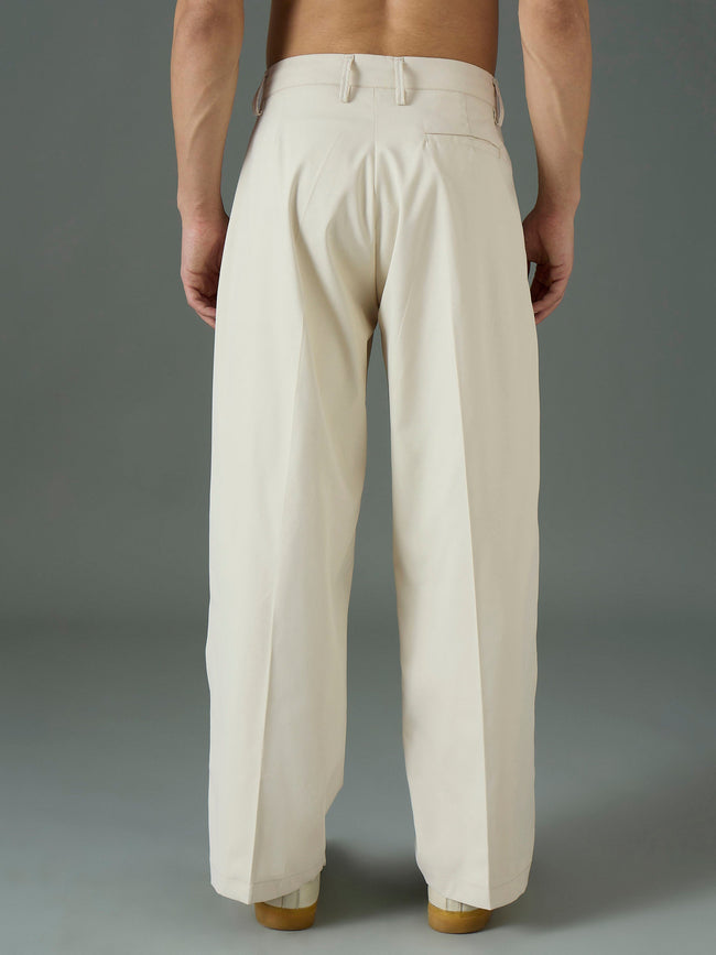 Men Off White Front Dori Relax Fit Korean Trouser